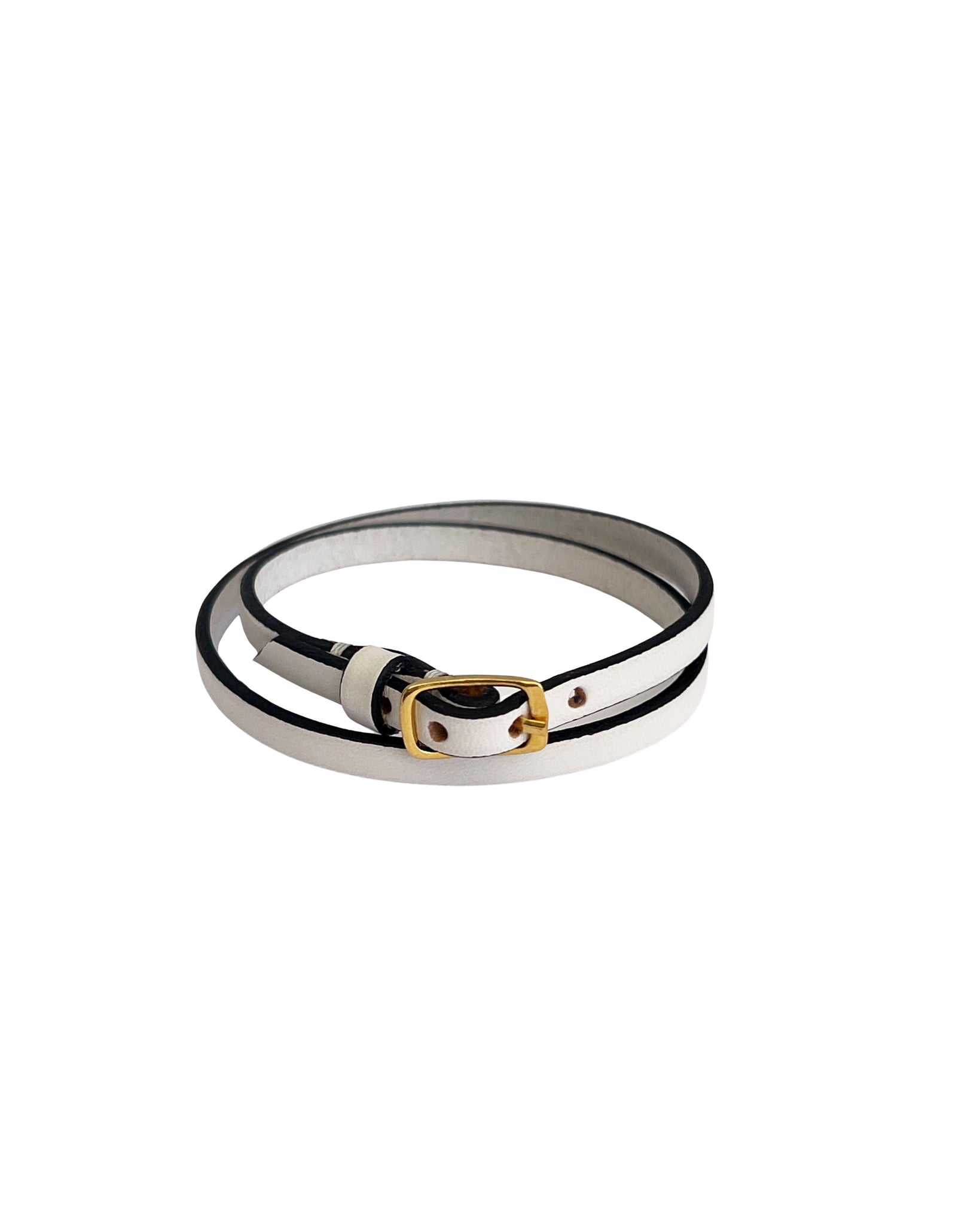 Bvlgari Serpenti Black & White Leather Bracelet Gold-plated Edge