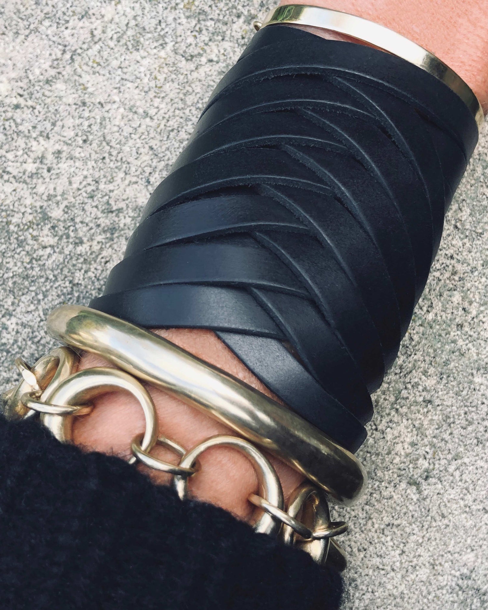 Cuff bracelet black leather