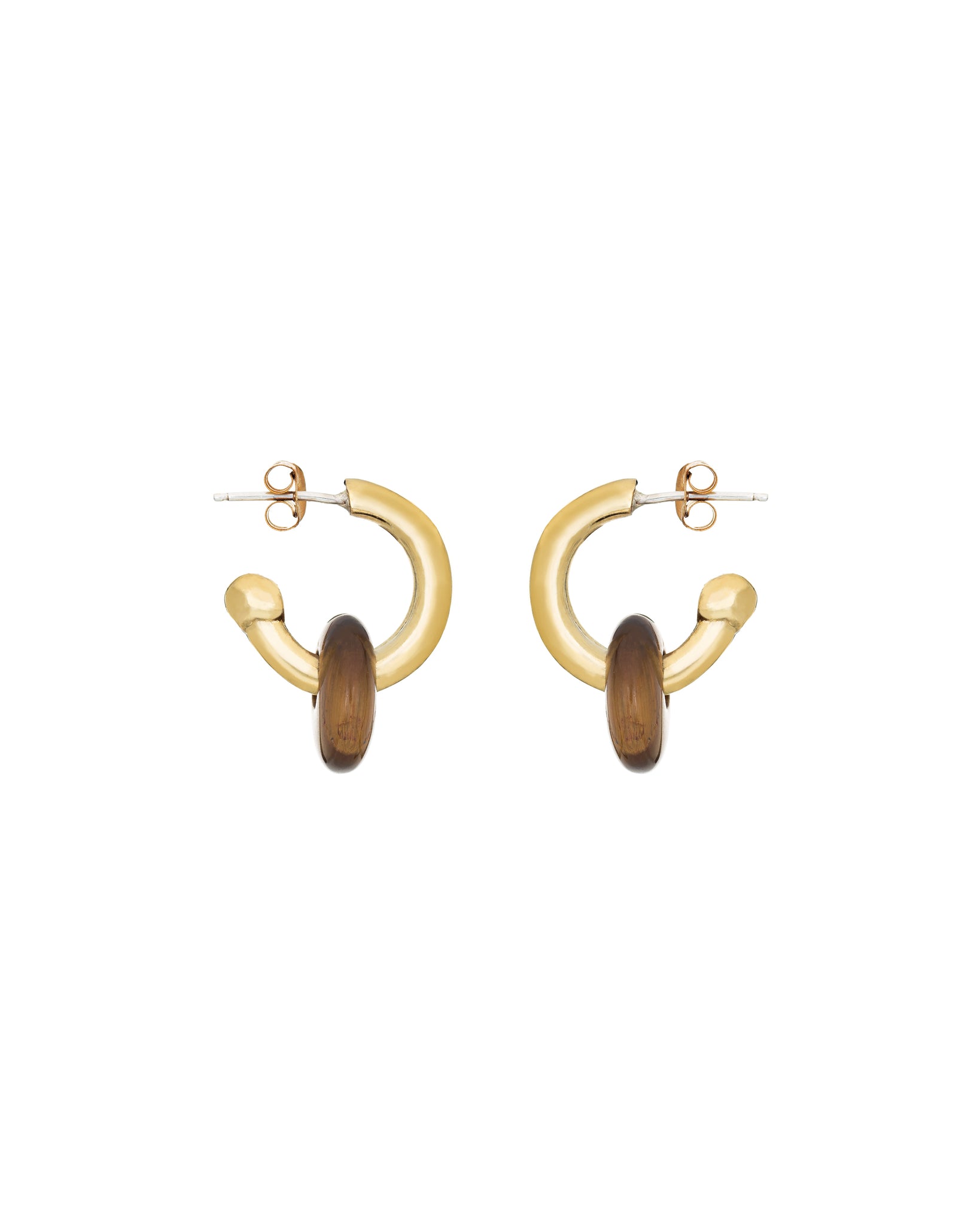 Mid Hoop Earrings in Gold Colour Round Thick Golden Hoops 