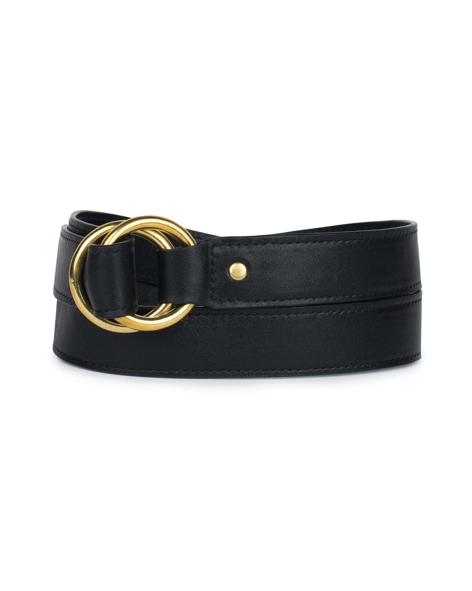 Unisex Double Circle Belt with Gold Buckle