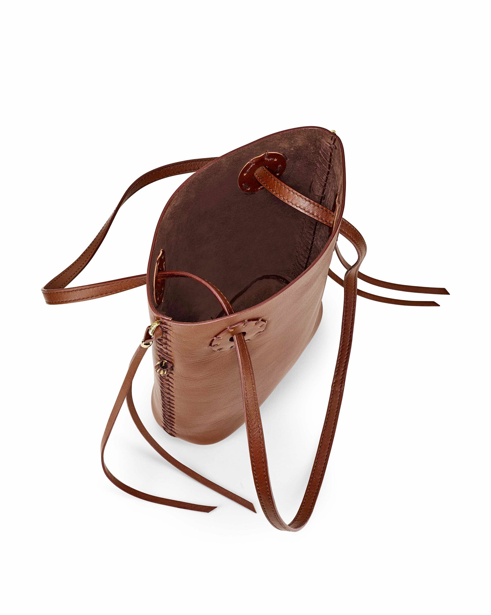 Small nappa leather bucket bag with shoulder strap